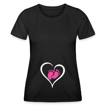 Grossesse Bébé Fille - T-shirt sport Femme - noir - Devant - AI Model Female 172 light (172cm)