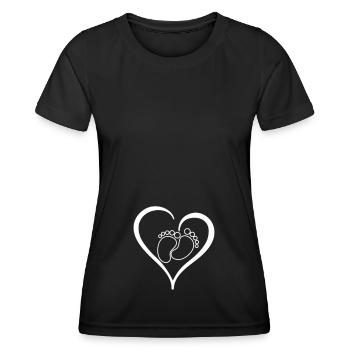 Grossesse Bébé Pieds - T-shirt sport Femme - noir - Devant - AI Model Female 172 light (172cm)