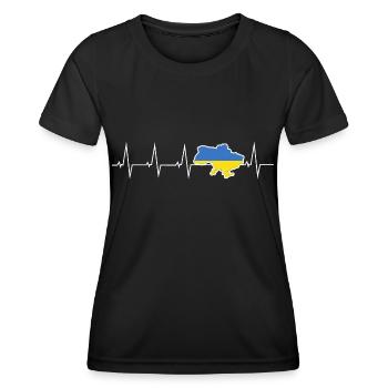 Ich liebe Ukraine - Herzschlag - Frauen Funktions-T-Shirt - Schwarz - Vorne - AI Model Female 172 light (172cm)