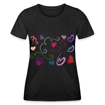Design de coeur paillettes - T-shirt sport Femme - noir - Devant - AI Model Female 172 light (172cm)