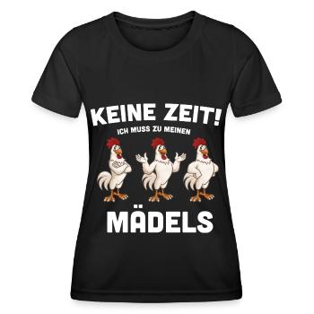 Keine Zeit! ich muss zu meinen Mädels Hühner - Frauen Funktions-T-Shirt - Schwarz - Vorne - AI Model Female 172 light (172cm)