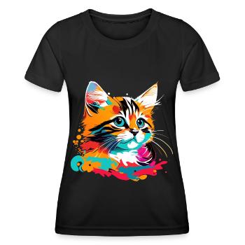 Kitten, Cat - Women's Functional T-Shirt - black - Front - AI Model Female 172 light (172cm)