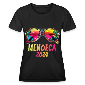 Menorca 2024 Urlaubs Sonnenbrille - Frauen Funktions-T-Shirt - Schwarz - Vorne - AI Model Female 172 light (172cm)