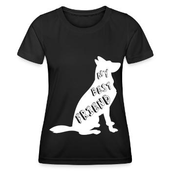 Chien de berger suisse blanc My best Friend Chien - T-shirt sport Femme - noir - Devant - AI Model Female 172 light (172cm)