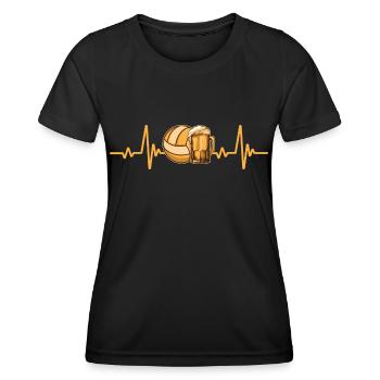 Volleyball Bier Herzschlag Beat Volleyball Bier - Frauen Funktions-T-Shirt - Schwarz - Vorne - AI Model Female 172 light (172cm)