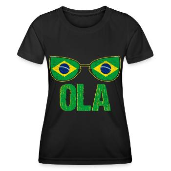 Drapeau du Brésil - T-shirt sport Femme - noir - Devant - AI Model Female 172 light (172cm)