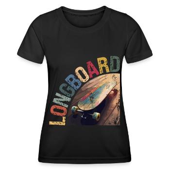 Longboard Vintage Longboarder Geschenk sk8 Skater - Frauen Funktions-T-Shirt - Schwarz - Vorne - AI Model Female 172 light (172cm)