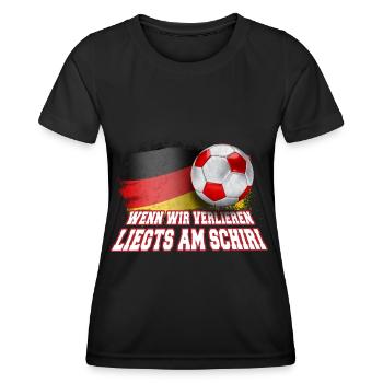 Wenn wir verlieren, liegt’s am Schiri – Fußball - Frauen Funktions-T-Shirt - Schwarz - Vorne - AI Model Female 172 light (172cm)