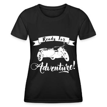 Prêt pour l’aventure Moto Chariot ural Tricycle - T-shirt sport Femme - noir - Devant - AI Model Female 172 light (172cm)