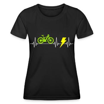 E-Bike Elektrofahrrad Fahrrad Radfahren Herzschlag - Frauen Funktions-T-Shirt - Schwarz - Vorne - AI Model Female 172 light (172cm)