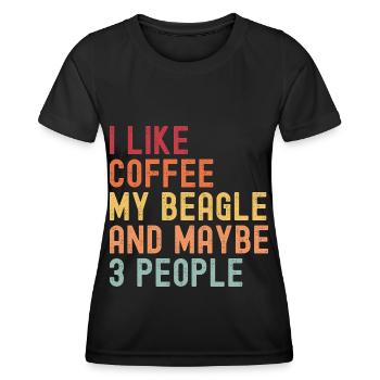 Beagle Coffee Dog Cafe Funny saying retro - Women's Functional T-Shirt - black - Front - AI Model Female 172 light (172cm)