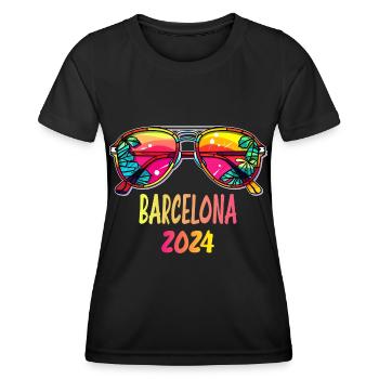 Tenue de plage Barcelone 2024 - T-shirt sport Femme - noir - Devant - AI Model Female 172 light (172cm)
