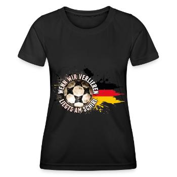 Wenn wir verlieren, liegt’s am Schiri – Fußball - Frauen Funktions-T-Shirt - Schwarz - Vorne - AI Model Female 172 light (172cm)