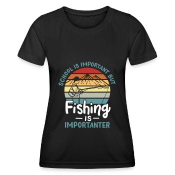 Angeln Angeln ist wichtiger - Frauen Funktions-T-Shirt - Schwarz - Vorne - AI Model Female 172 light (172cm)