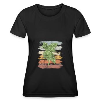 Kräuter Basilikum Retro Design - Frauen Funktions-T-Shirt - Schwarz - Vorne - AI Model Female 172 light (172cm)