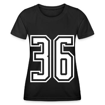 36 Numéro de numéro - T-shirt sport Femme - noir - Devant - AI Model Female 172 light (172cm)