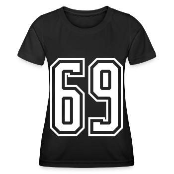69 Numéro de numéro - T-shirt sport Femme - noir - Devant - AI Model Female 172 light (172cm)