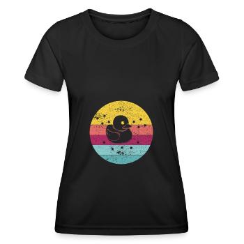 Canard de bain En caoutchouc Canard Rétro - T-shirt sport Femme - noir - Devant - AI Model Female 172 light (172cm)