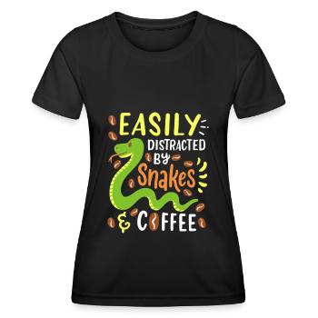 Files d’attente et café - T-shirt sport Femme - noir - Devant - AI Model Female 172 light (172cm)