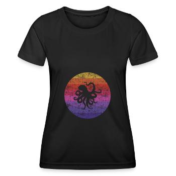 Octopus Rétro - T-shirt sport Femme - noir - Devant - AI Model Female 172 light (172cm)