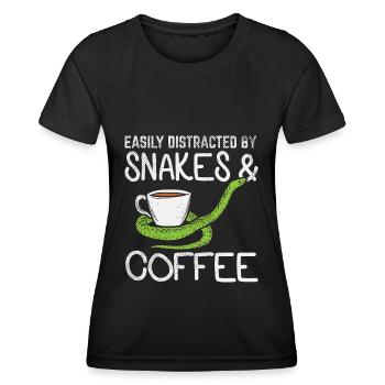 Files d’attente et café - T-shirt sport Femme - noir - Devant - AI Model Female 172 light (172cm)