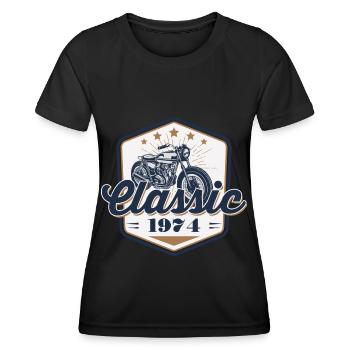 50th Birthday 1974 Motorcycle Classic Car - Women's Functional T-Shirt - black - Front - AI Model Female 172 light (172cm)