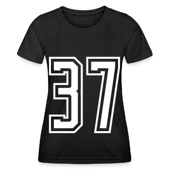 37 Numéro de numéro - T-shirt sport Femme - noir - Devant - AI Model Female 172 light (172cm)