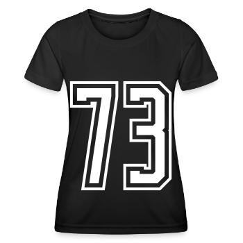 73 Numéro de numéro - T-shirt sport Femme - noir - Devant - AI Model Female 172 light (172cm)