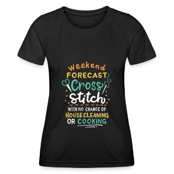 Cross Stich Handarbeiten - Frauen Funktions-T-Shirt - Schwarz - Vorne - AI Model Female 172 light (172cm)