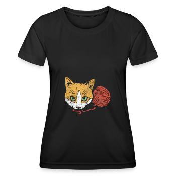 Katze Garn Häkeln - Frauen Funktions-T-Shirt - Schwarz - Vorne - AI Model Female 172 light (172cm)