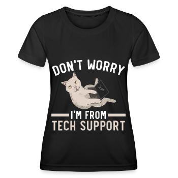 Ne vous inquiétez pas, je suis du support technique - T-shirt sport Femme - noir - Devant - AI Model Female 172 light (172cm)