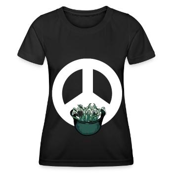 Soldat Soldaten Army Peace Symbol Schneeglöckchen - Frauen Funktions-T-Shirt - Schwarz - Vorne - AI Model Female 172 light (172cm)