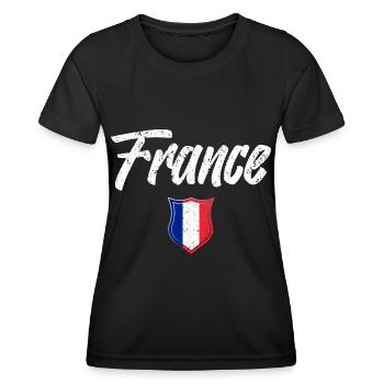 FRANKREICH - Frauen Funktions-T-Shirt - Schwarz - Vorne - AI Model Female 172 light (172cm)