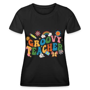 Groovy Lehrer 60er Jahre - Frauen Funktions-T-Shirt - Schwarz - Vorne - AI Model Female 172 light (172cm)