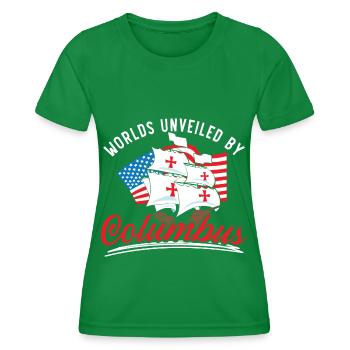 Worlds revealed by Columbus Indigenous people - Women's Functional T-Shirt - kelly green - Front - AI Model Female 172 dark (172cm)