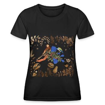wildlife, birds, birds, flowers, flora, nature - Women's Functional T-Shirt - black - Front - AI Model Female 172 light (172cm)