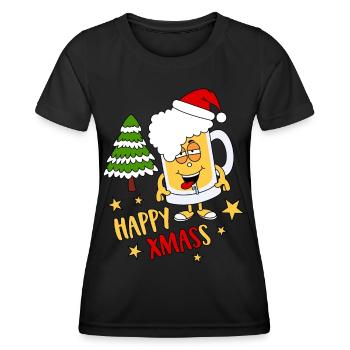 Beer Christmas Happy XMass Verre à bière Maßbier XMas - T-shirt sport Femme - noir - Devant - AI Model Female 172 light (172cm)
