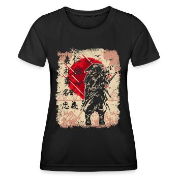 Samurai Japanischer Krieger Schwertkämpfer Japan - Frauen Funktions-T-Shirt - Schwarz - Vorne - AI Model Female 172 light (172cm)