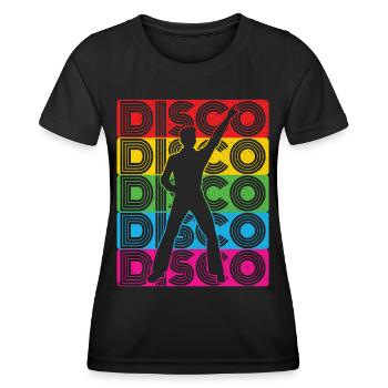 Disco 70er 80er Jahre Disko Party Outfit Discothek - Frauen Funktions-T-Shirt - Schwarz - Vorne - AI Model Female 172 light (172cm)
