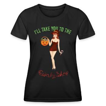 Candy Shop - Halloween Witch with Candy - Women's Functional T-Shirt - black - Front - AI Model Female 172 light (172cm)