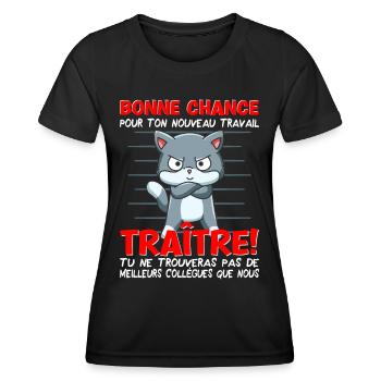 Départ collègue travail nouvel emploi bonne chance - T-shirt sport Femme - noir - Devant - AI Model Female 172 light (172cm)
