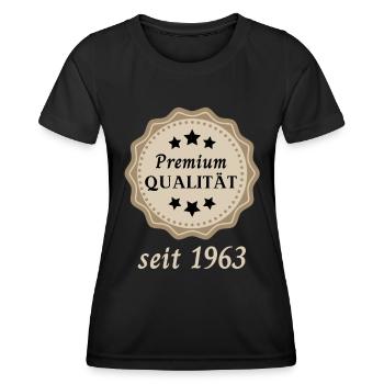 Premium Qualität seit 1963 - Frauen Funktions-T-Shirt - Schwarz - Vorne - AI Model Female 172 light (172cm)