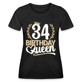 34. Geburtstag Frau 34 Jahre alt 34ter 34er Queen - Frauen Funktions-T-Shirt - Schwarz - Vorne - AI Model Female 172 light (172cm)