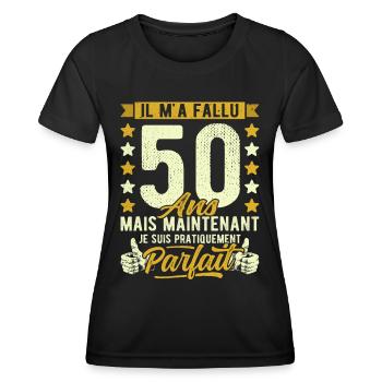 50 Ans Anniversaire Humour 50ème il m'a fallu 50 - T-shirt sport Femme - noir - Devant - AI Model Female 172 light (172cm)