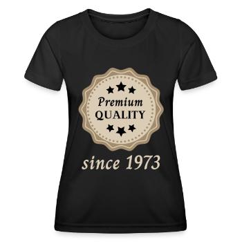 Premium Quality since 1973 - Frauen Funktions-T-Shirt - Schwarz - Vorne - AI Model Female 172 light (172cm)