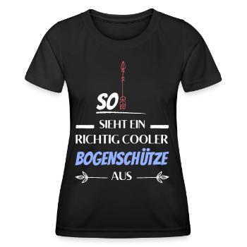 So sieht ein richtig cooler Bogenschütze aus - Frauen Funktions-T-Shirt - Schwarz - Vorne - AI Model Female 172 light (172cm)