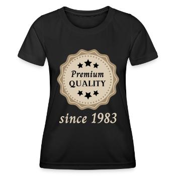 Premium Quality since 1983 - Frauen Funktions-T-Shirt - Schwarz - Vorne - AI Model Female 172 light (172cm)