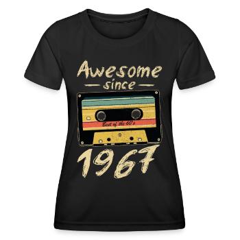 1967 Anniversaire 1967 Né Cadeau d’anniversaire - T-shirt sport Femme - noir - Devant - AI Model Female 172 light (172cm)