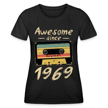1969 Anniversaire 1969 Né Cadeau d’anniversaire - T-shirt sport Femme - noir - Devant - AI Model Female 172 light (172cm)