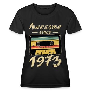 1973 Anniversaire 1973 Né Cadeau d’anniversaire - T-shirt sport Femme - noir - Devant - AI Model Female 172 light (172cm)
